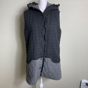 Rainbow Women's Quilted Vest Black and Gray Full Zip Hoodie No size/material tag